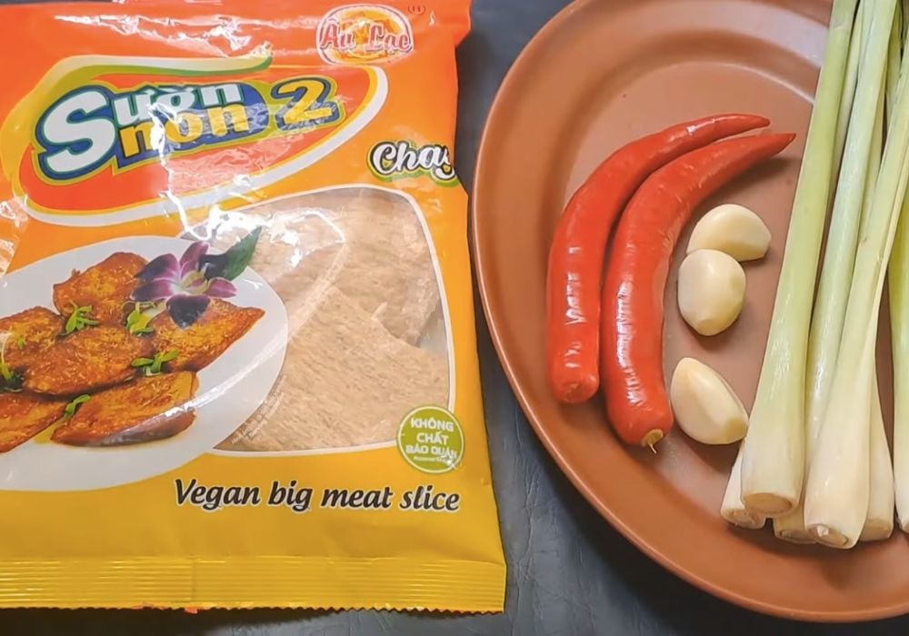 Nguyên liệu làm sườn non chay kho sả ớt