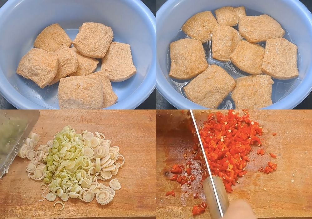 Sơ chế nguyên liệu làm sườn non chay kho sả ớt