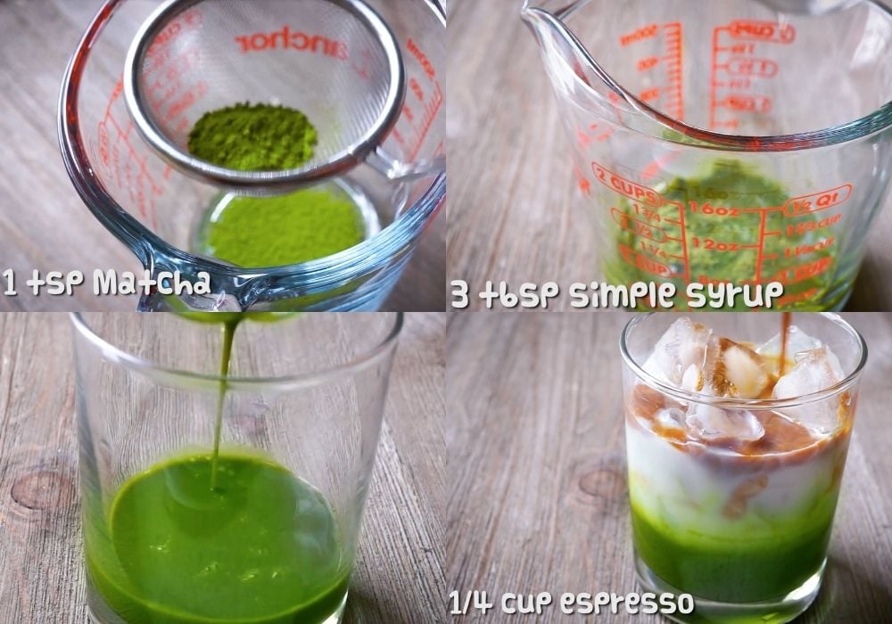 Các bước làm matcha latte espresso
