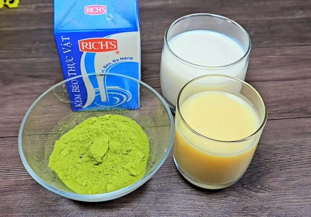 Nguyên liệu làm matcha latte sữa đá