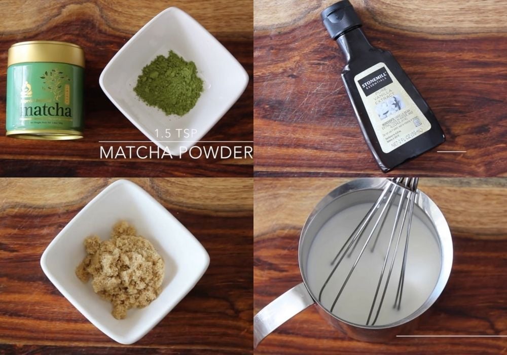 Nguyên liệu làm matcha latte kiểu Starbucks
