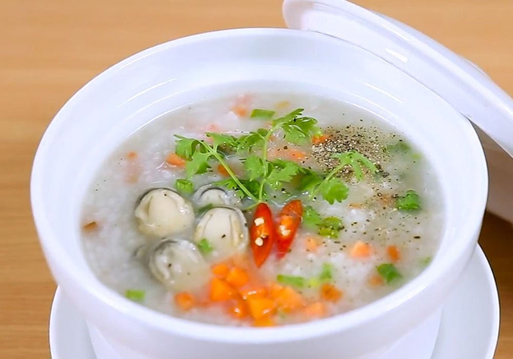 Cháo ếch nấm rơm