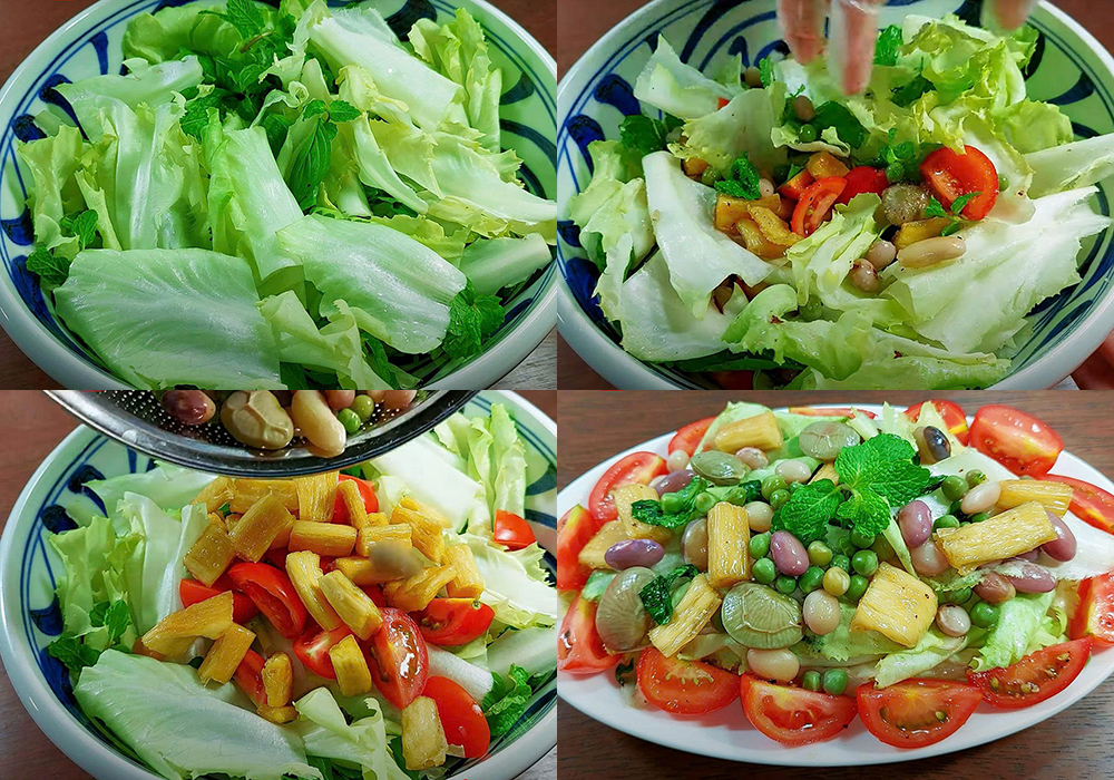 Các bước làm xà lách salad trộn chay