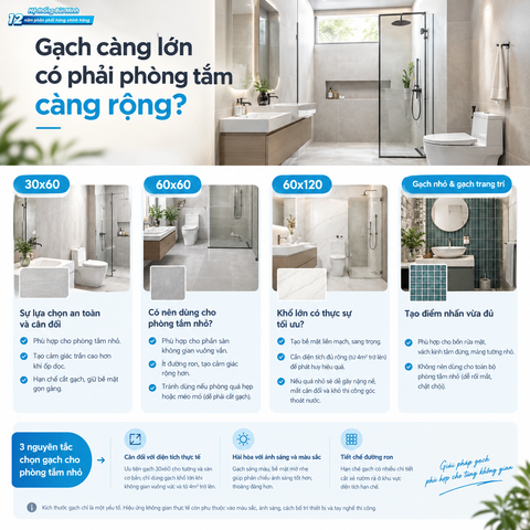 Phòng Tắm Nhỏ Nên Dùng Gạch Kích Thước Nào? Bí Quyết Chọn Gạch Chuẩn Xác Nhất
