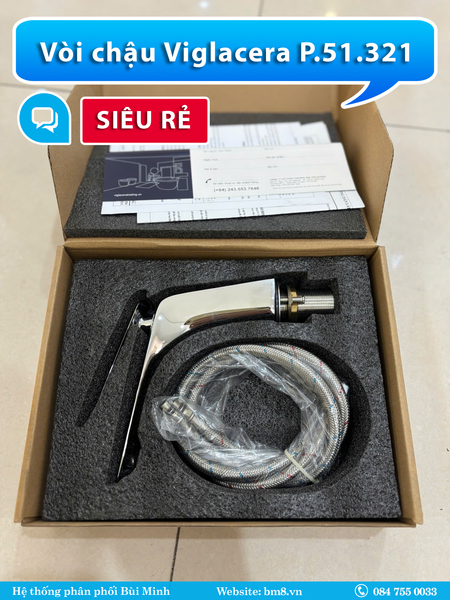 Vòi Chậu Nóng Lạnh Viglacera Platinum PV101.1 (P.51.321) – Chuẩn Công Nghệ Italia, Bền Đẹp Theo Thời Gian