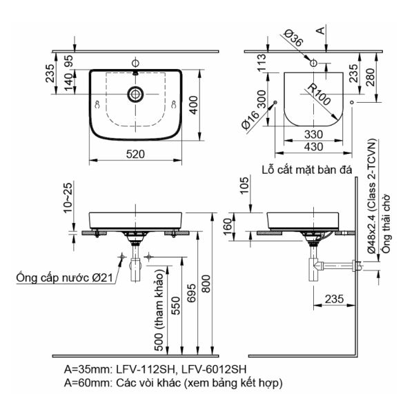 Chậu rửa đặt bàn&nbsp;Inax&nbsp;AL-638V - Bùi Minh