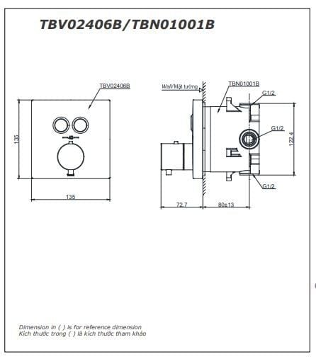 Van điều chỉnh nhiệt độ kèm van chuyển hướng và phụ kiện âm tường TOTO TBV02406B/TBN01001B - Bùi Minh