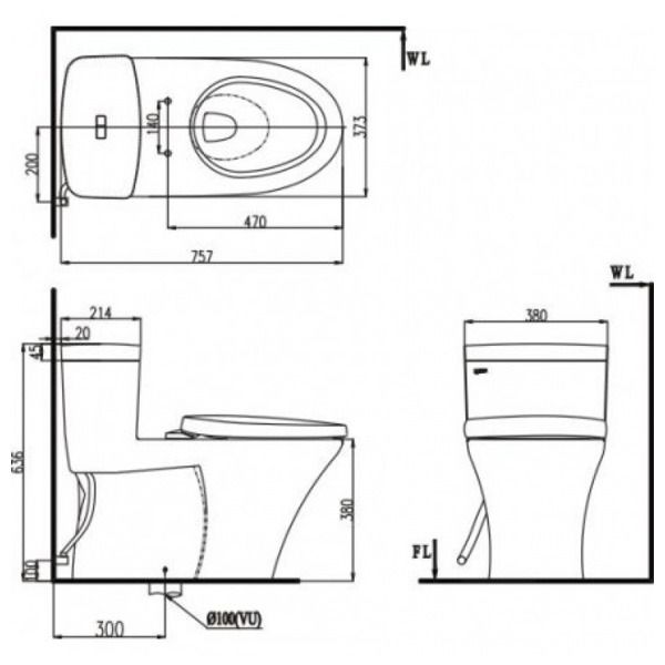 Bàn cầu 1 khối Inax AC-900R+CW-H20VN