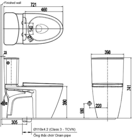 Bàn cầu 2 khối Inax  ACT-602+CW-KA22AVN - Bùi Minh