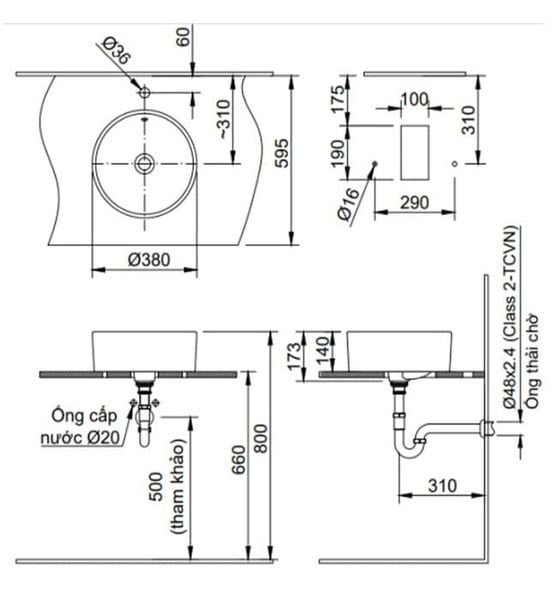 Chậu rửa dương bàn Inax L-295V - Bùi Minh