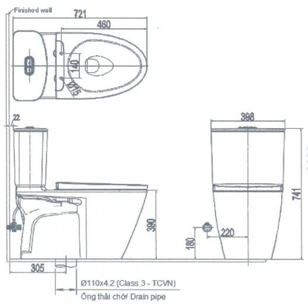 Bàn cầu 2 khối Inax AC-602+CW-KA22VN Bùi Minh