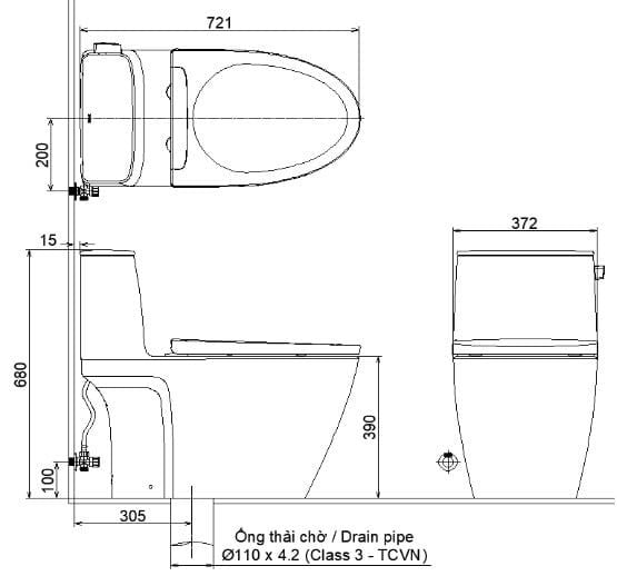 Bàn cầu 1 khối Inax AC-912+CW-KA22AVN - Bùi Minh