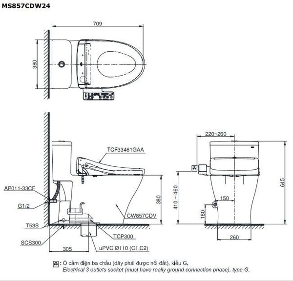 Bàn cầu điện tử TOTO MS857CDW24#XW - Bùi Minh