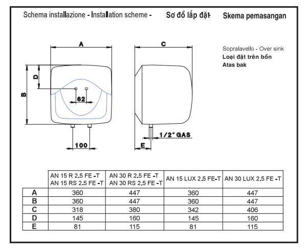 Bản vẽ Bình nóng lạnh Ariston 30L AN2 30RS - Bùi Minh