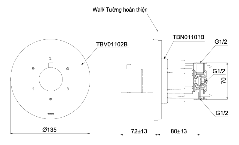 Van chuyển hướng cho sen nhiệt độ TOTO TBV01102B - Bùi Minh