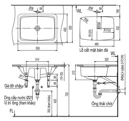 Chậu rửa âm bàn Inax AL-2298V - Bùi Minh