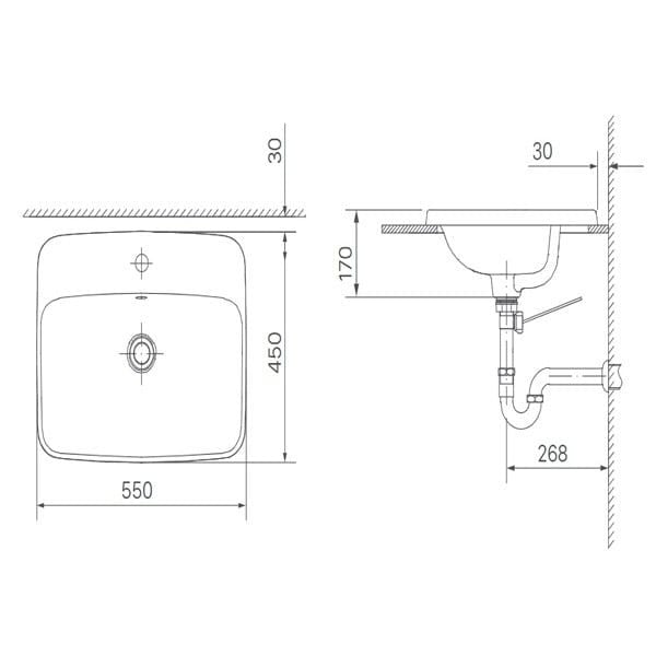 Chậu rửa dương bàn Inax L-2398V - Bùi Minh