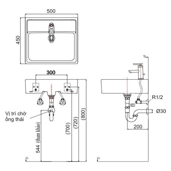 Chậu rửa dương bàn Inax L-293V - Bùi Minh