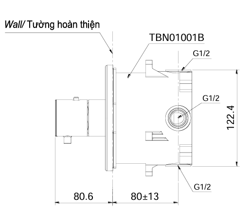 Phụ kiện âm tường cho van điều chỉnh sen tắm TOTO TBN01101B - Bùi Minh