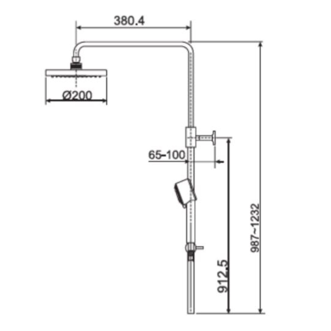 Bản vẽ vòi sen tắm cây American Standard WF-0972
