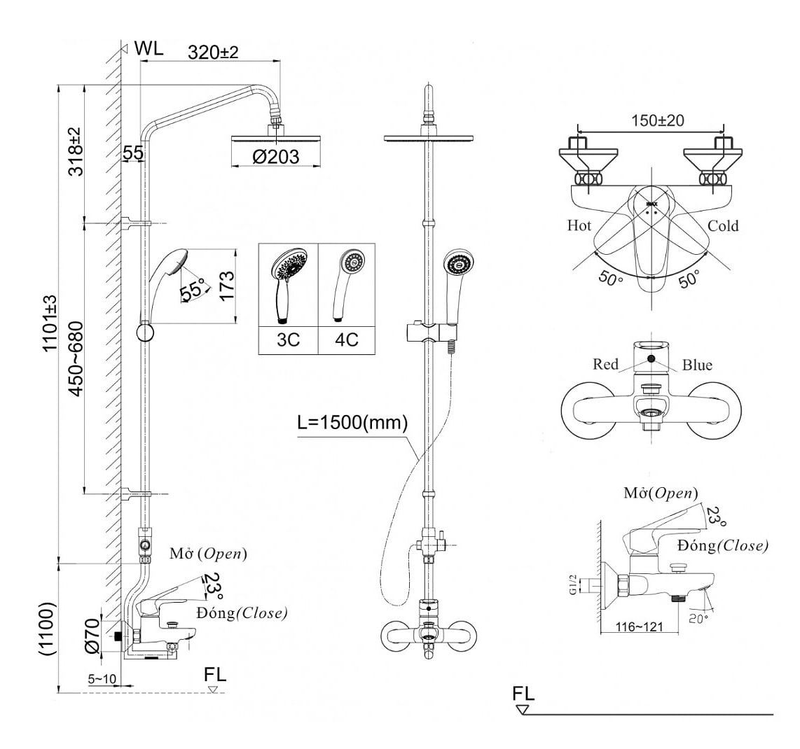 Bản vẽ sen tắm cây INAX BFV-1115S-3C-2 - Bùi Minh