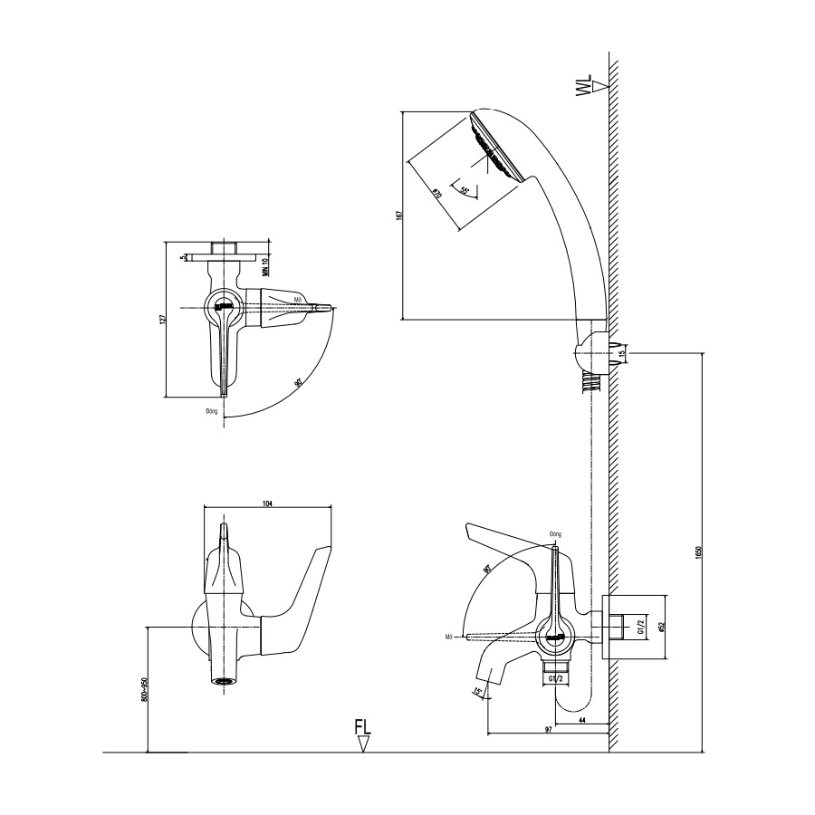 Bản vẽ Sen tắm thường Inax BFV-17-7C