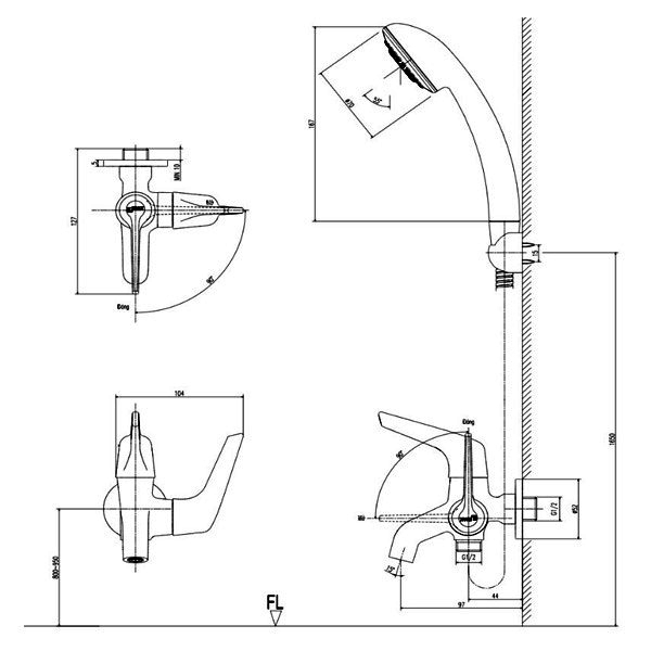 Bản vẽ sen tắm inax BFV-17-8C