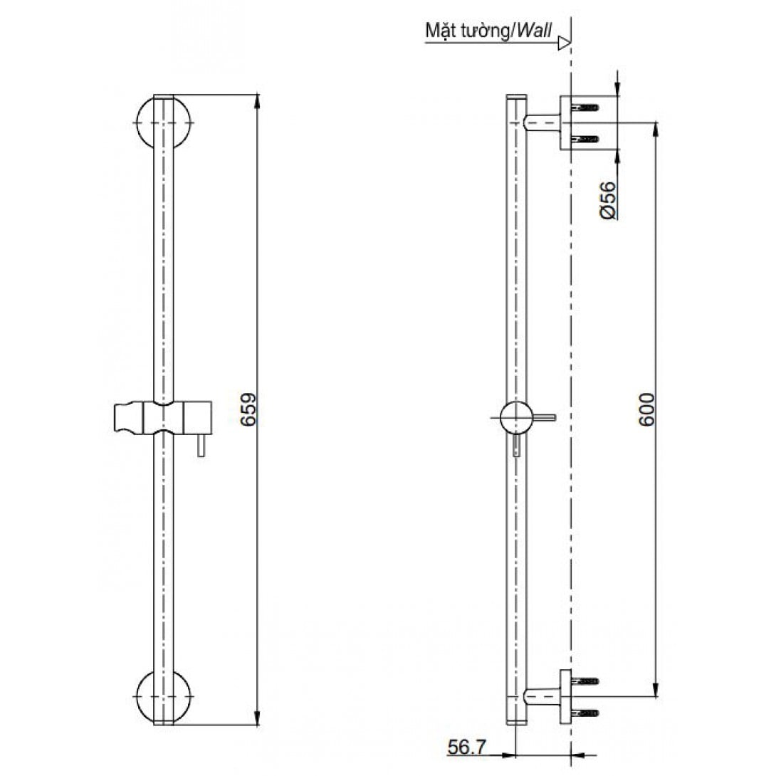 Thanh Trượt Sen Tắm TOTO TBW01016B