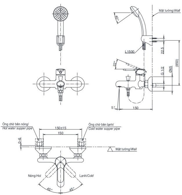 Bộ sen tắm nóng lạnh Toto TVSM103NSS
