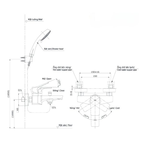 Bộ sen tắm nóng lạnh TOTO TBG07302VA/TBW15CE0A - Bùi Minh