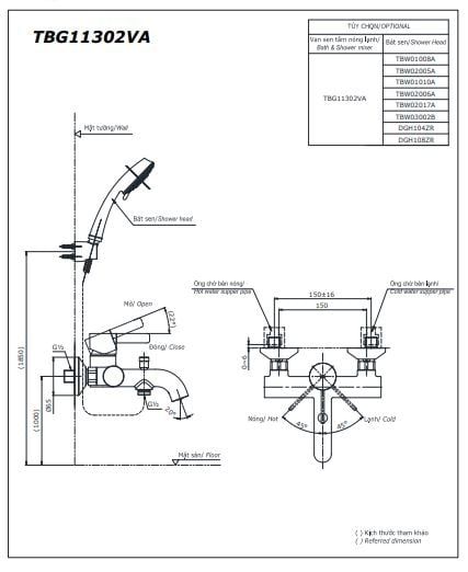 Bộ sen tắm nóng lạnh TOTO TBG11302VA/TBW15CE0A - Bùi Minh