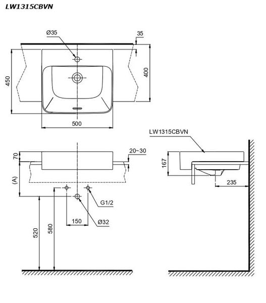 Chậu bán âm bàn TOTO L1315C#XW - Bùi Minh