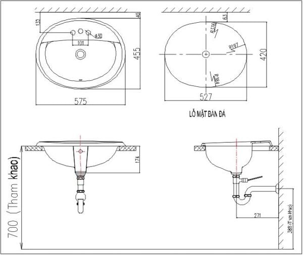 Chậu rửa âm bàn Inax L-2395V - Bùi Minh