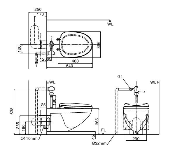 Bàn cầu treo tường Inax AC-22P+CW-KB22AVN - Bùi Minh