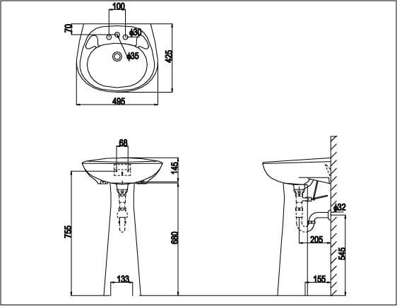 Chậu rửa treo tường Inax L-284V+L-284VD - Bùi Minh