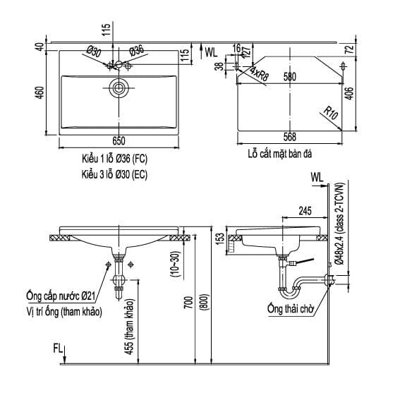 Chậu rửa âm bàn Inax L-2397V - Bùi Minh