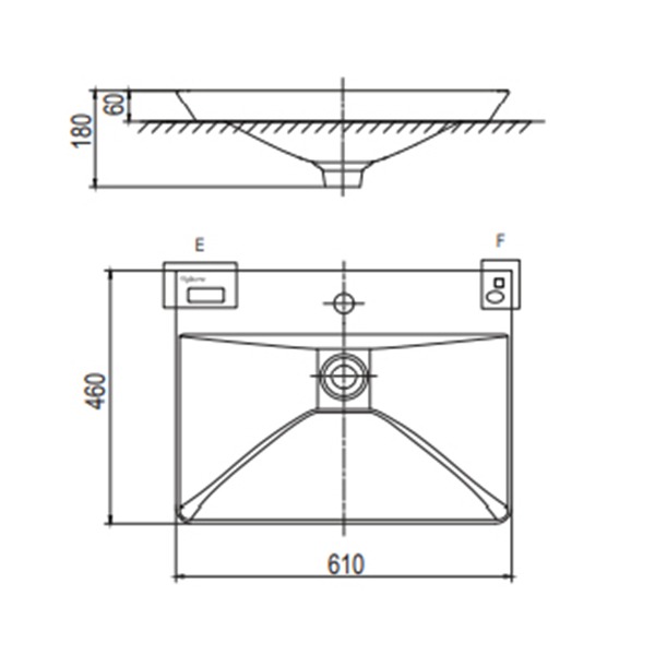 Bản vẽ chậu rửa dương bàn Viglacera Platinum P700 (P.22.700)