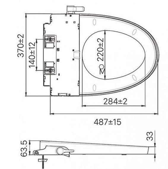 Bản vẽ nắp bàn cầu Inax rửa cơ CW-S32VN