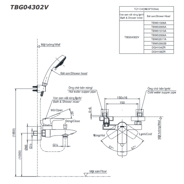 Bộ sen cây nóng lạnh TOTO TBW02001BA/TBG04302VA/TBW02005V - Bùi Minh