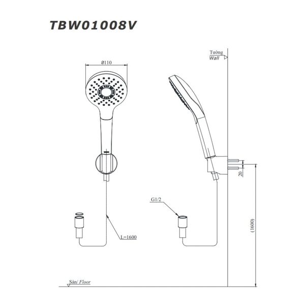 Bộ sen tắm nóng lạnh TOTO TBG03302VA/TBW01008V - Bùi Minh