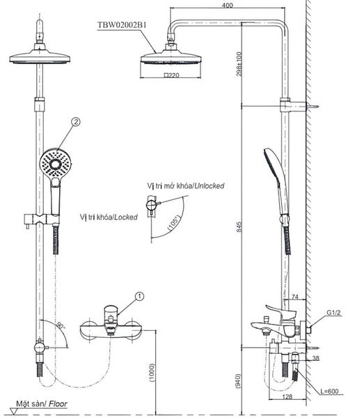 Bộ sen cây nóng lạnh TOTO TBW02002BA/TBG04302VA/TBW02006V - Bùi Minh