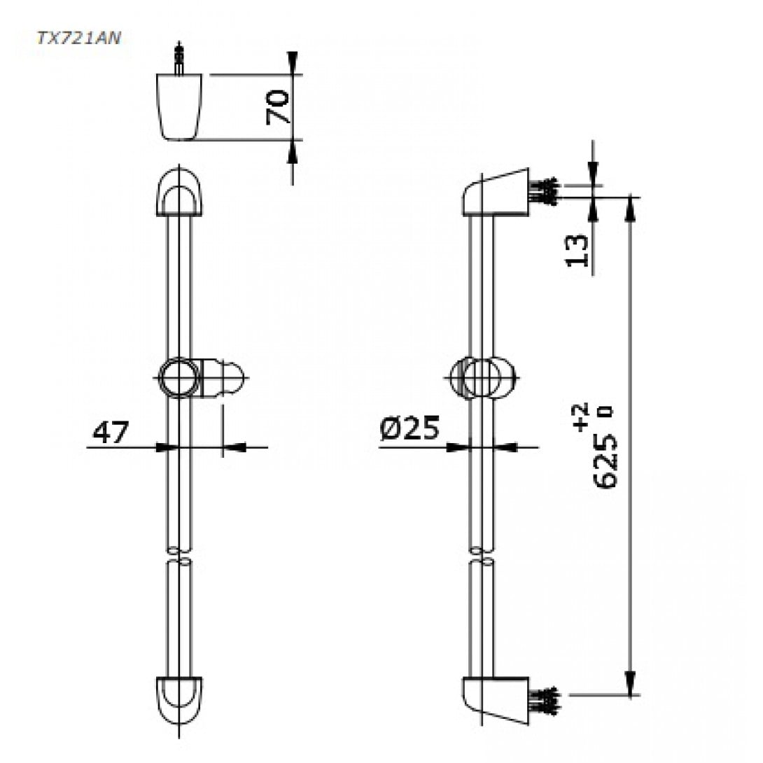 Bản vẽ Thanh trượt sen tắm Toto TX721AN