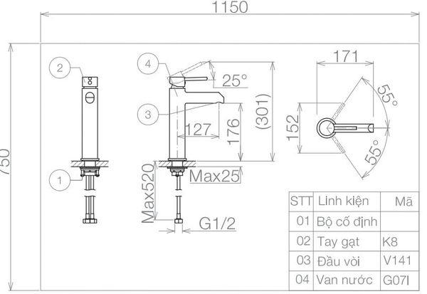 Vòi chậu Viglacera VG141.1 - Bùi Minh