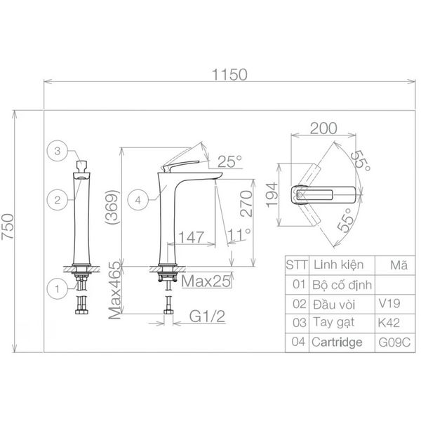 Vòi chậu Viglacera VG142.1 - Bùi Minh