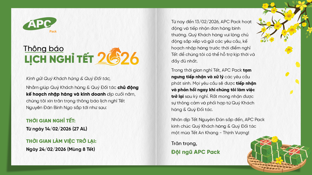 Thông báo: Lịch nghỉ Tết Nguyên Đán Bính Ngọ 2026