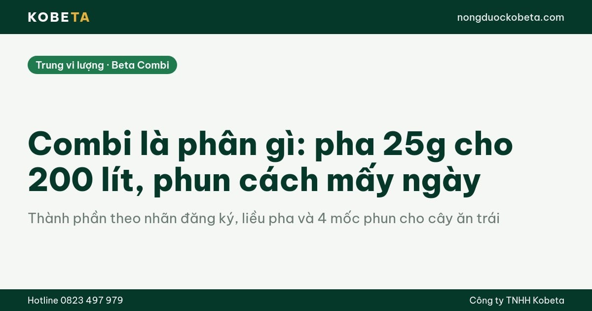 Combi là phân gì: pha 25g cho 200 lít, phun cách mấy ngày