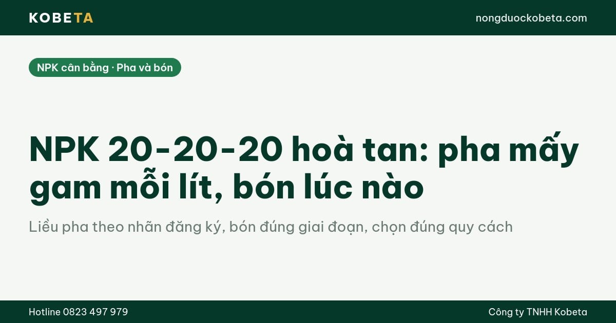 NPK 20-20-20 hoà tan: pha mấy gam mỗi lít, bón lúc nào