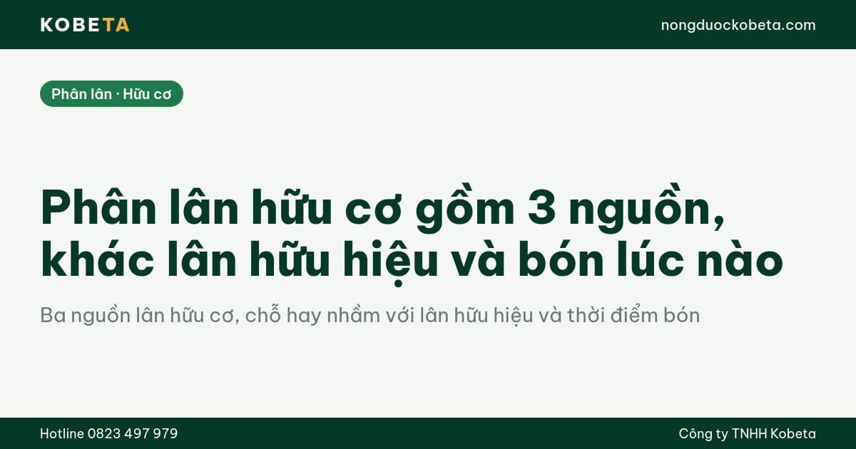 Phân lân hữu cơ gồm 3 nguồn, khác lân hữu hiệu và bón lúc nào