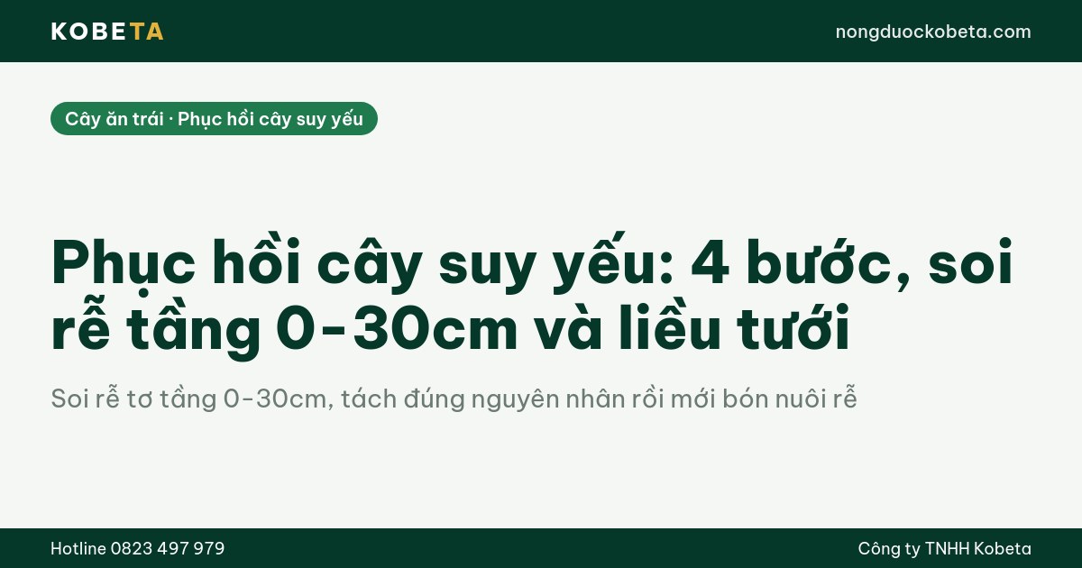 Phục hồi cây suy yếu: 4 bước, soi rễ tầng 0-30cm và liều tưới