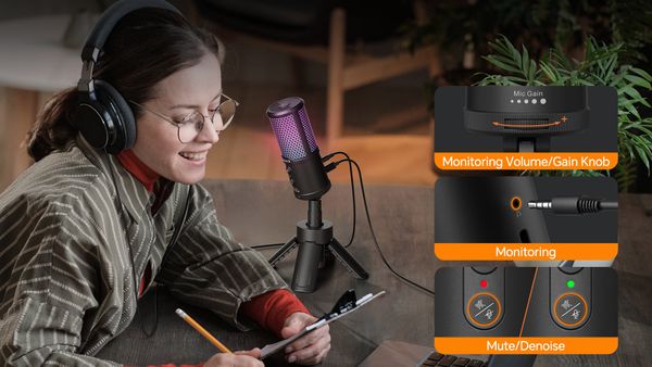 Comica EJoy Uni S – Micro Thu Âm USB Condenser 24bit/48kHz, AI Khử Ồn, RGB